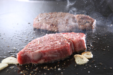 黒毛和牛のヒレステーキ　鉄板焼き