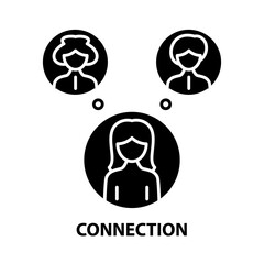 connection icon, black vector sign with editable strokes, concept illustration