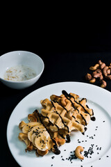 Belgian waffle with nuts