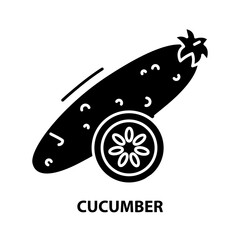 cucumber symbol icon, black vector sign with editable strokes, concept illustration