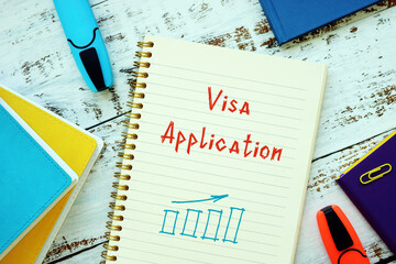 Financial concept meaning Visa Application with sign on the page.