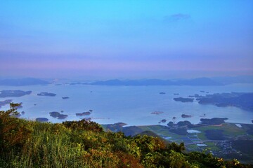view of the sea and islands from the mountain