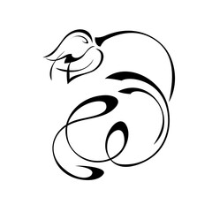 decorative element with one stylized flower bud and ornate ornament