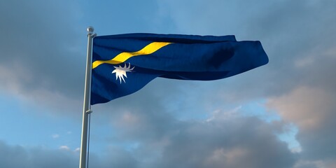 3d rendering of the national flag of the Nauru