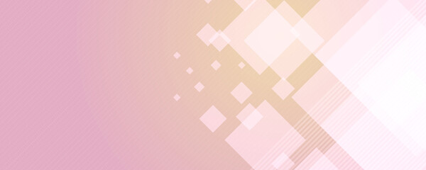 Holographic pink yellow glossy squares geometric abstract tech banner. Vector art colorful background