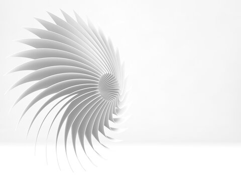 Abstract white spiral structure, digital graphic 3 d