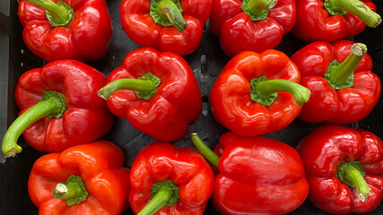 close up fresh bell pepper in the shop