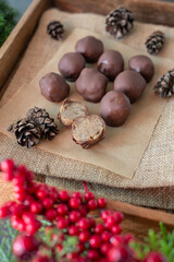 Fototapeta na wymiar Delicious chocolate truffles 