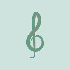 Illustration of green note music logo design vector, isolated on green background.