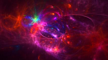 3D rendering abstract multicolor fractal light background