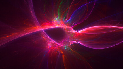 3D rendering abstract multicolor fractal light background