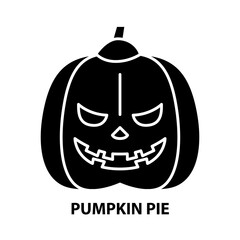 pumpkin pie icon, black vector sign with editable strokes, concept illustration