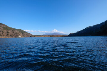 静岡県の田貫湖と富士山