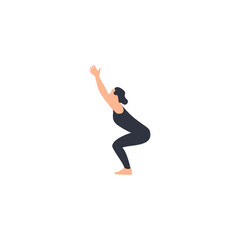 Female yoga. Vector illustration of beautiful cartoon woman