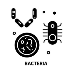 Obraz premium bacteria icon, black vector sign with editable strokes, concept illustration