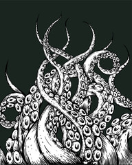 Tentacles isolated illustration on blue background  © saranya