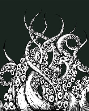 Tentacles isolated illustration on blue background 