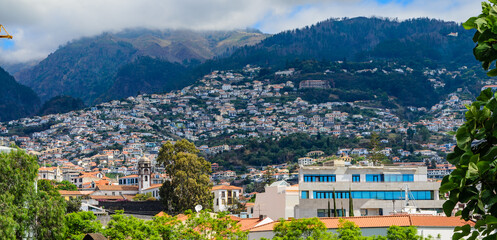 Funchal city on the hillside.