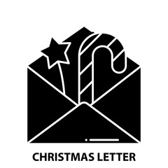 christmas letter icon, black vector sign with editable strokes, concept illustration