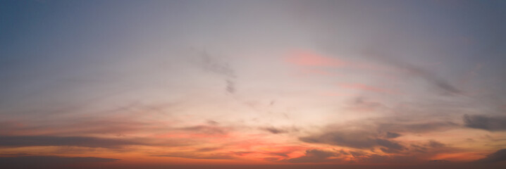 Fototapeta premium panorama of dramatic sky during sunset. Sky background during sunset or sunrise