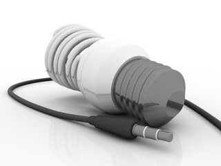 3d rendering fluorescent cfl lamp with aux cable