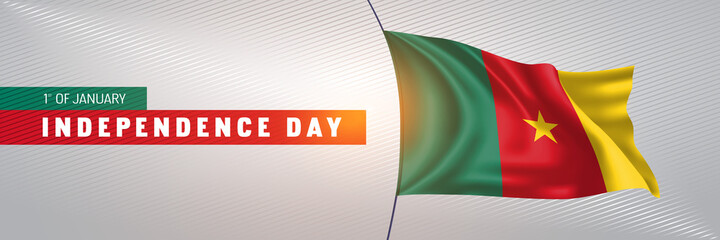 Cameroon happy independence day greeting card, banner vector illustration