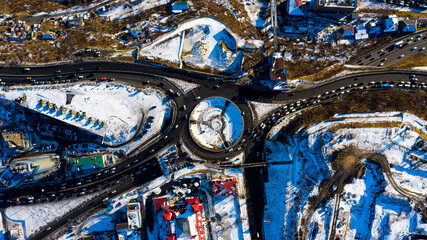 Winter view of vladivostok photographed on a drone