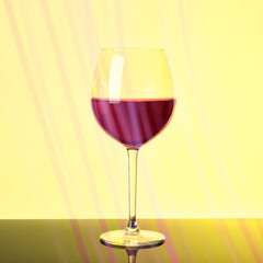 Silhouette of glass on pink and claret background.
