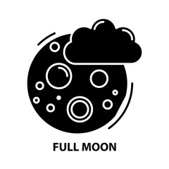 full moon icon, black vector sign with editable strokes, concept illustration