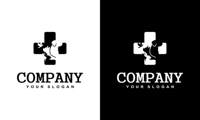 Veterinary clinic icon logo design and pet cross vector graphic illustration