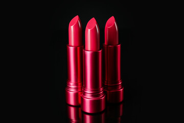 Lipsticks on black background