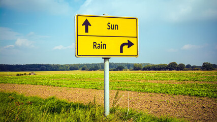 Obraz premium Street Sign Sun versus Rain