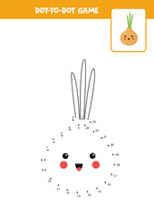 Connect the dots game with cartoon kawaii onion. Educational worksheet.