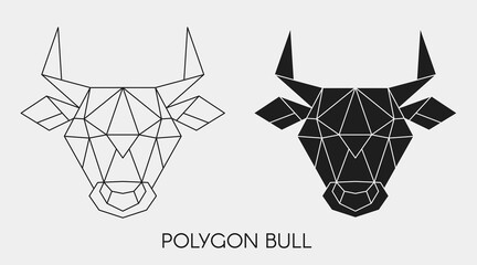 Abstract polygonal head bull. Geometric linear animal. Vector.	
