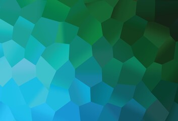 Fototapeta na wymiar Dark Blue, Green vector background with hexagons.