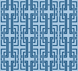 Japanese Rectangle Maze Line Vector Seamless Pattern