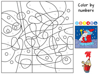 Santa Claus. Coloring book. Educational puzzle game for children. Cartoon vector illustration