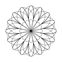 Mandala frame line vector. A symmetrical round ornament. Abstract flower.