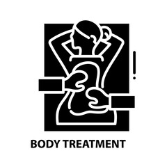 body treatment icon, black vector sign with editable strokes, concept illustration