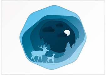 Winter Deer paper cut wallpaper