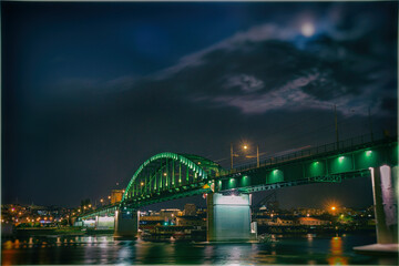 city harbour bridge at night