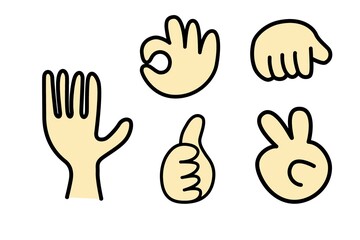 illustration of Cartoon hands sign collection