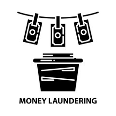 money laundering icon, black vector sign with editable strokes, concept illustration