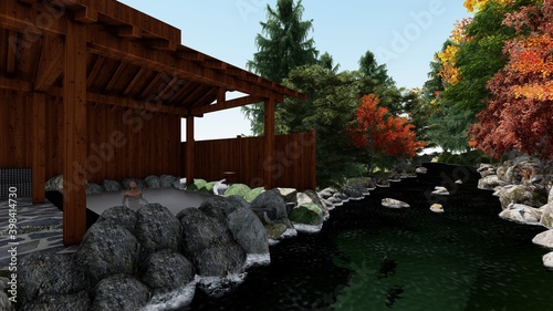 温泉 屋外 個室露天風呂 屋根あり 男性63 Wall Mural 啓文 佐々木