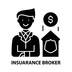 insuarance broker icon, black vector sign with editable strokes, concept illustration