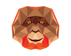Smiling Orang Utan Head Polygonal Illustration © mayantara