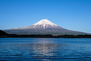 静岡県の田貫湖と富士山