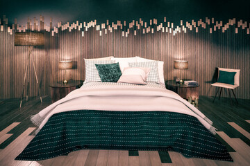 Luxury Bedroom Adaptation - black and white 3D Visualization
