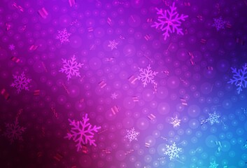 Light Pink, Blue vector background in Xmas style.
