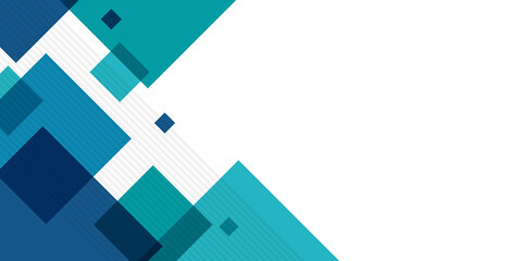 Abstract technology diagonally overlapped geometric squares shape blue colour on white background. Blue presentation business background